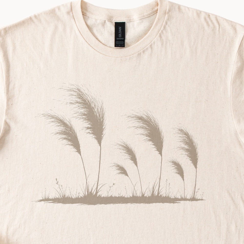 Pampas Grass Bending in the Wind Natural Tee